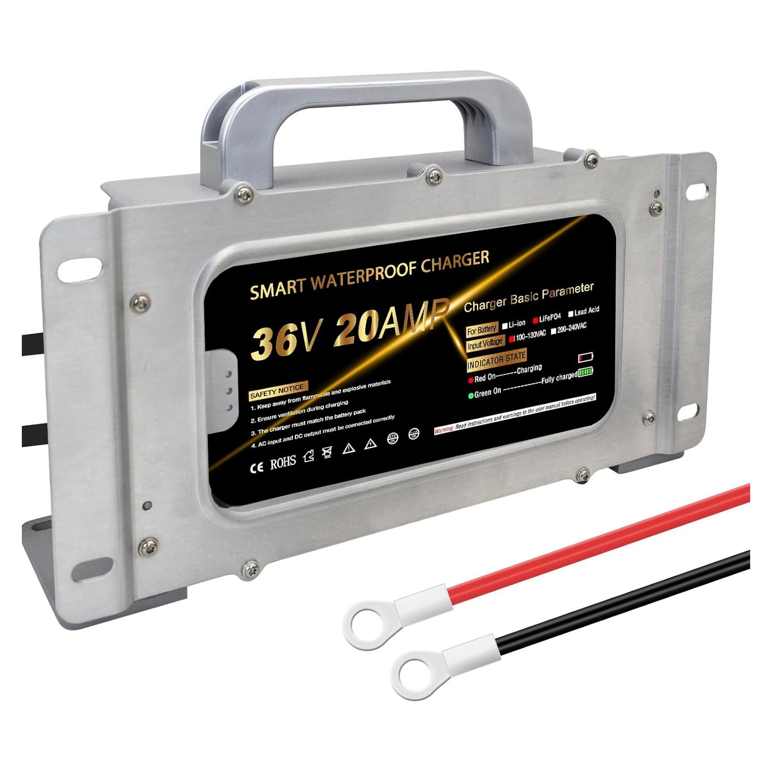 Cargador de Batería de Litio 36V 20A HTAXSCC IP67 para Carro de Golf