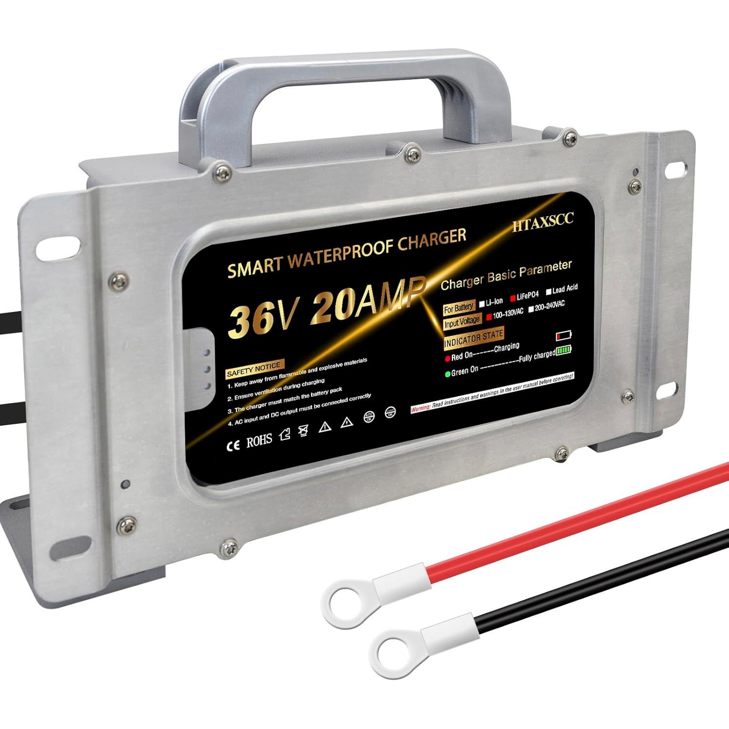 Cargador de Batería de Litio 36V 20A HTAXSCC IP67 para Carro de Golf