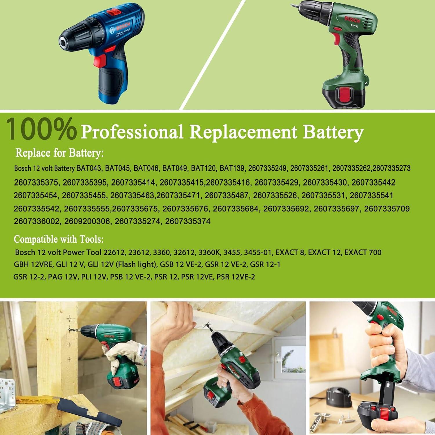 Batería de Reemplazo 12V 3.5Ah Hanaix para Bosch BAT043 BAT045