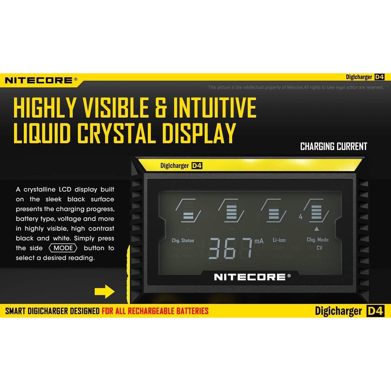 Cargador Inteligente Nitecore D4 para Baterías Li-ion y Ni-MH