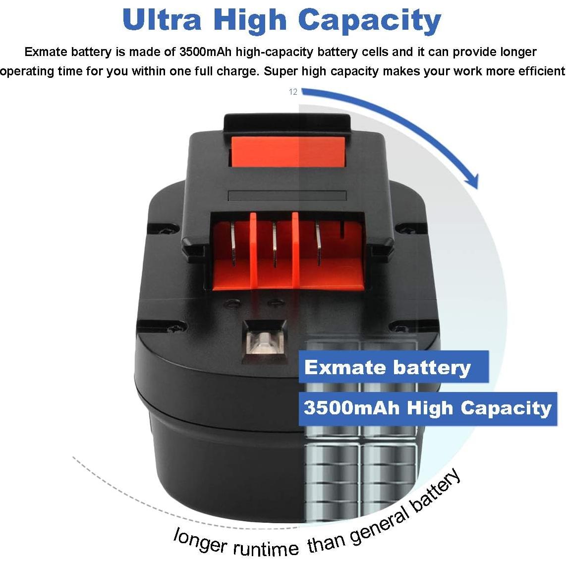 Baterías Recargables Exmate 12V 3.5Ah para Black & Decker