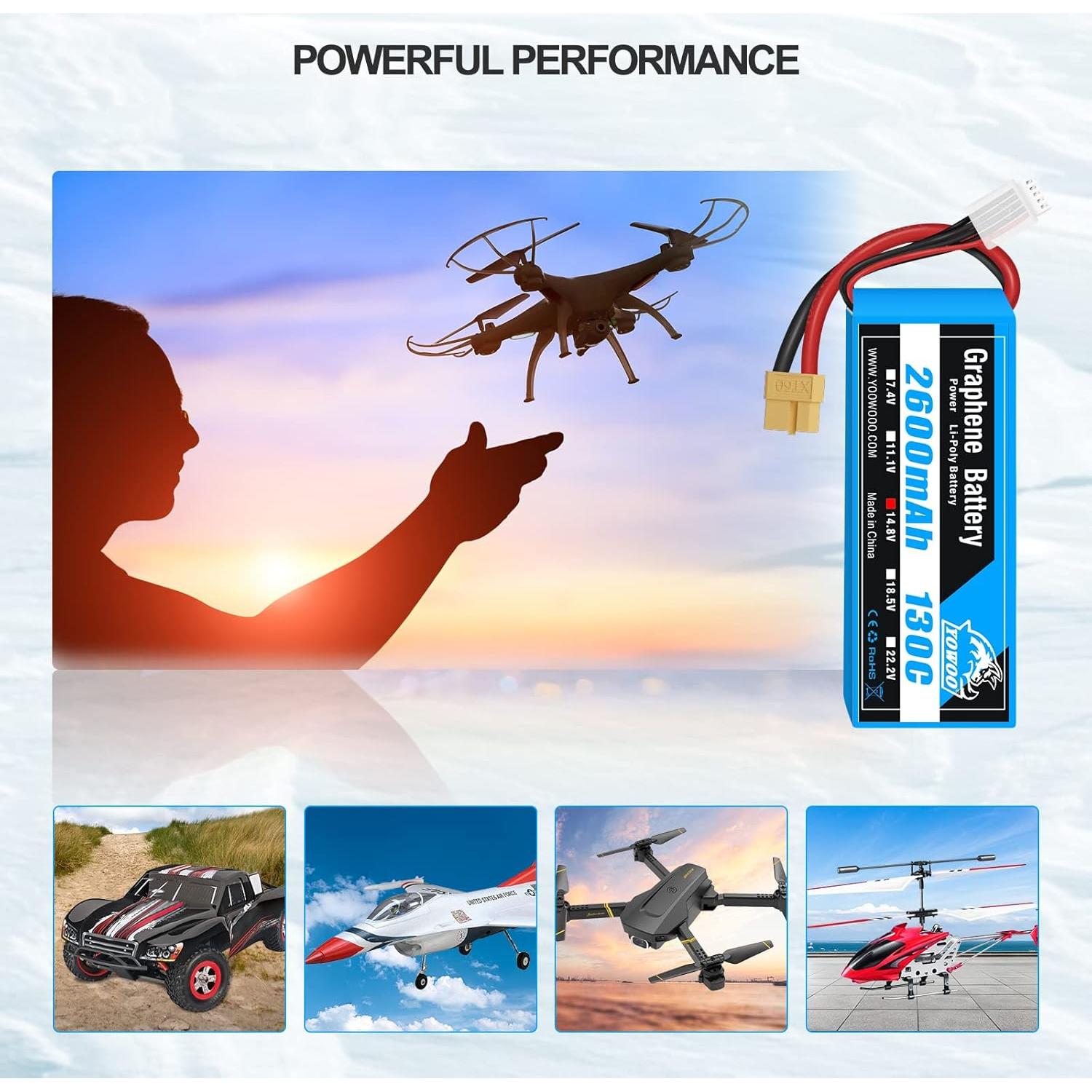 Batería LiPo 14.8V 2600mAh 130C YOWOO con Conector XT60