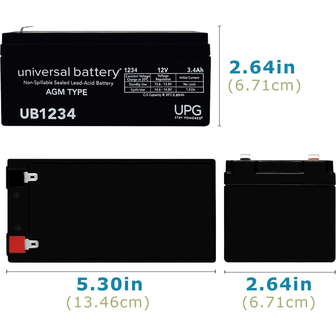 Batería Universal UPG UB1234 12V 3.4Ah para Cámara