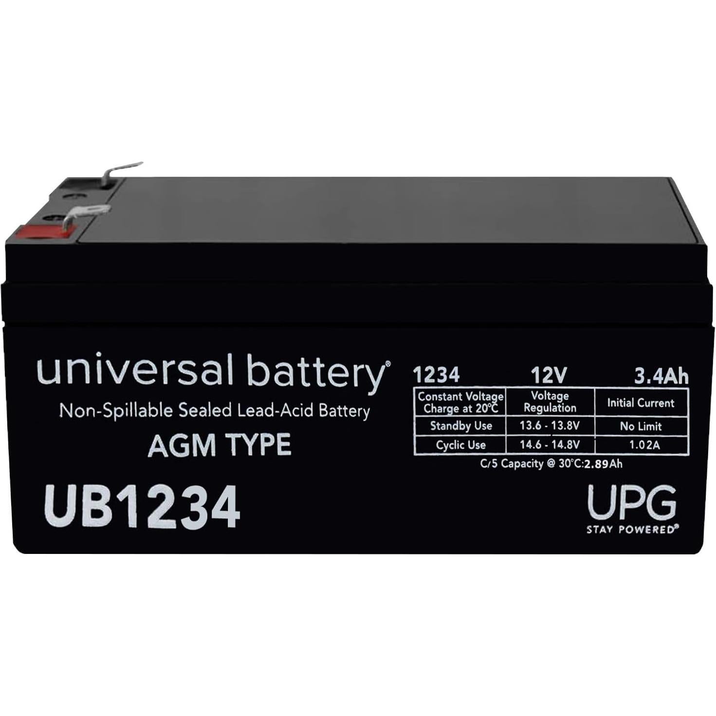 Batería Universal UPG UB1234 12V 3.4Ah para Cámara