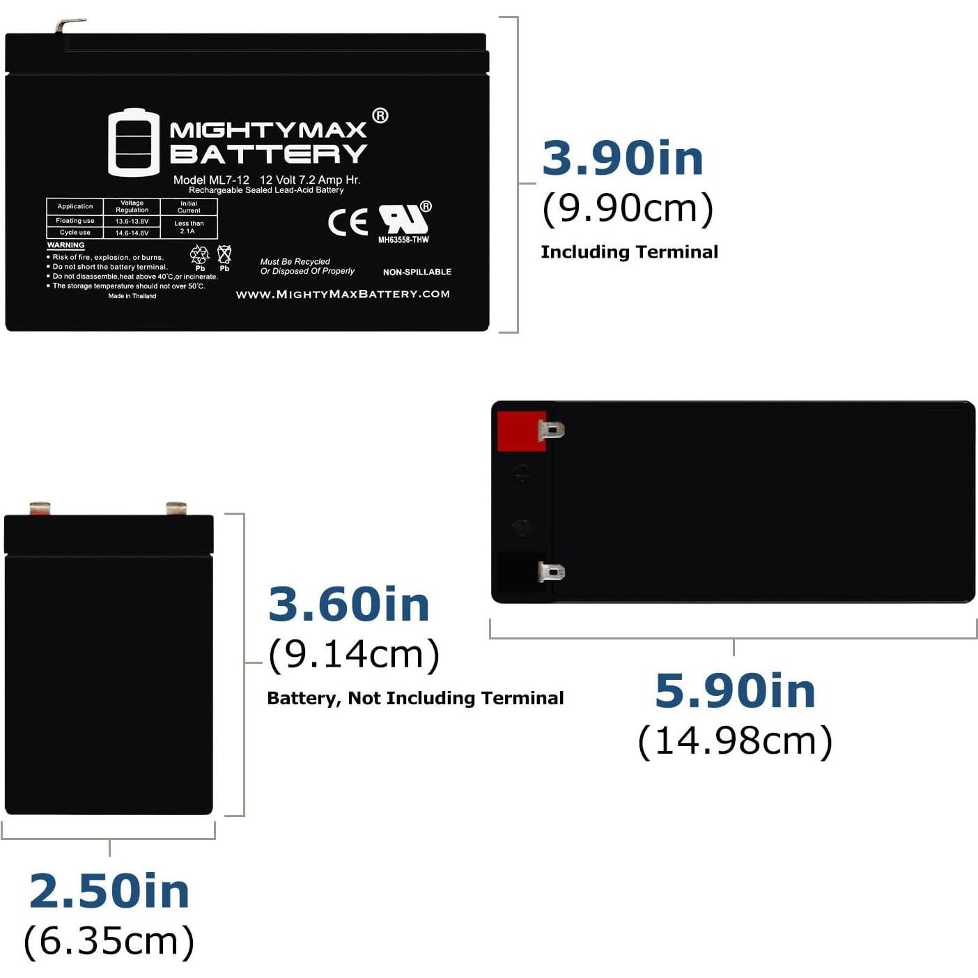 Batería recargable 12V 7.2Ah Mighty Max ML7-12 para UPS