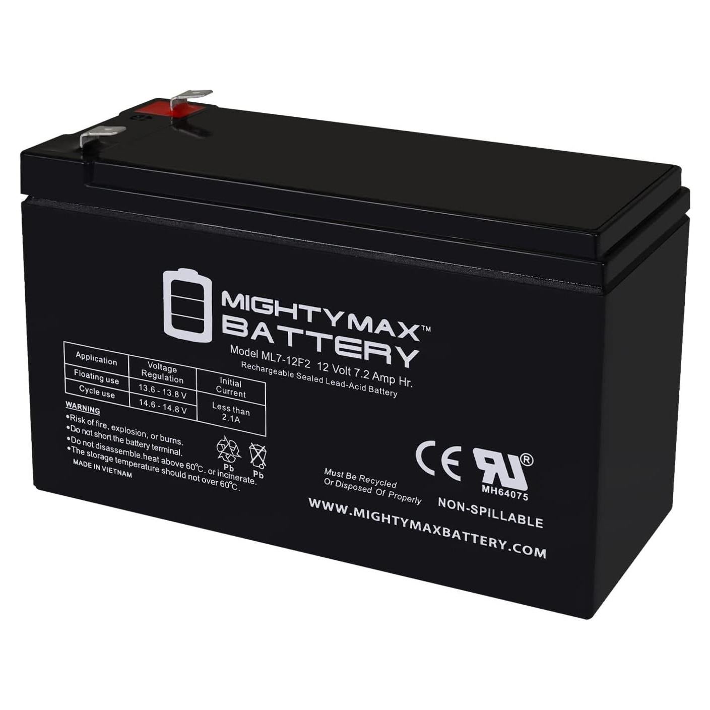 Batería recargable 12V 7.2Ah Mighty Max ML7-12F2 para APC