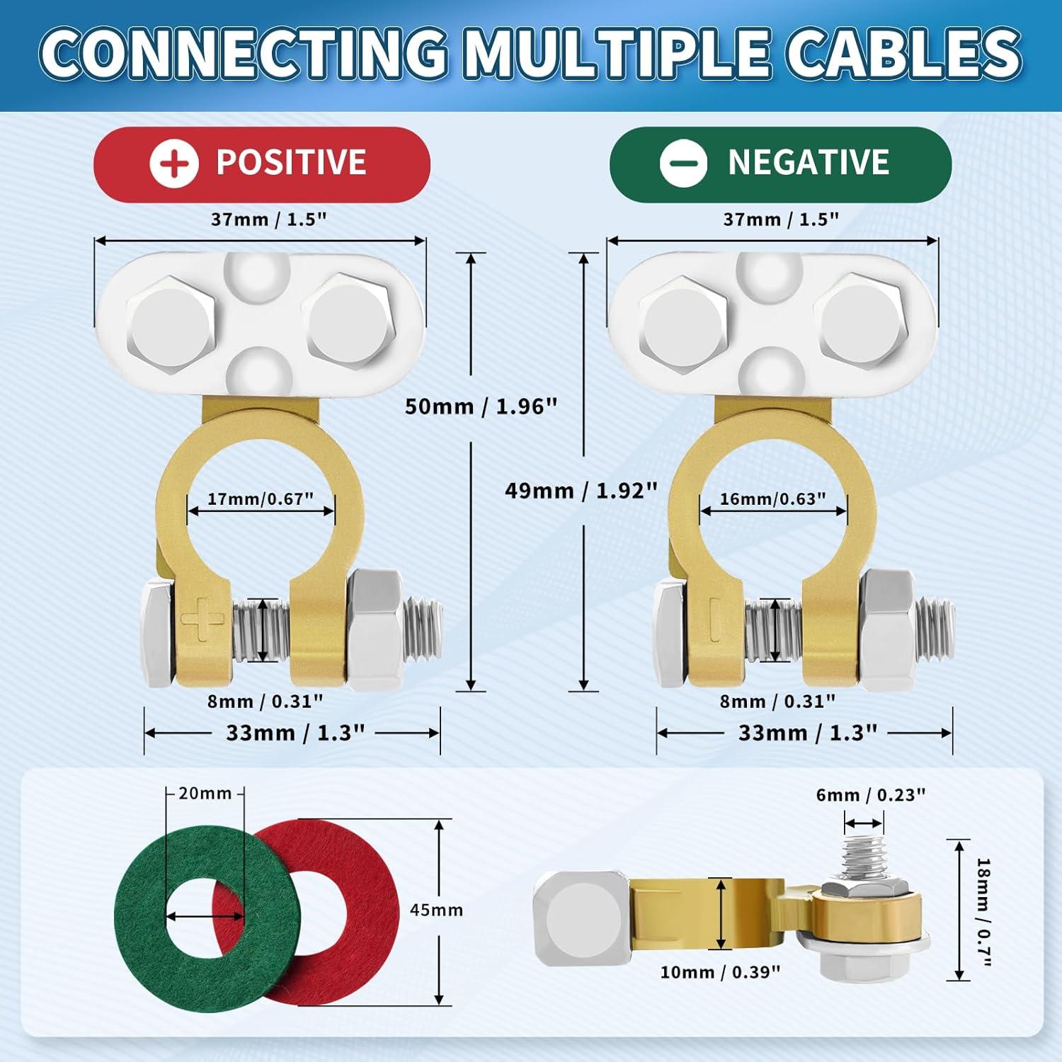 Conectores de Terminal de Batería XIOGZAXI 12V/24V Anticorrosión