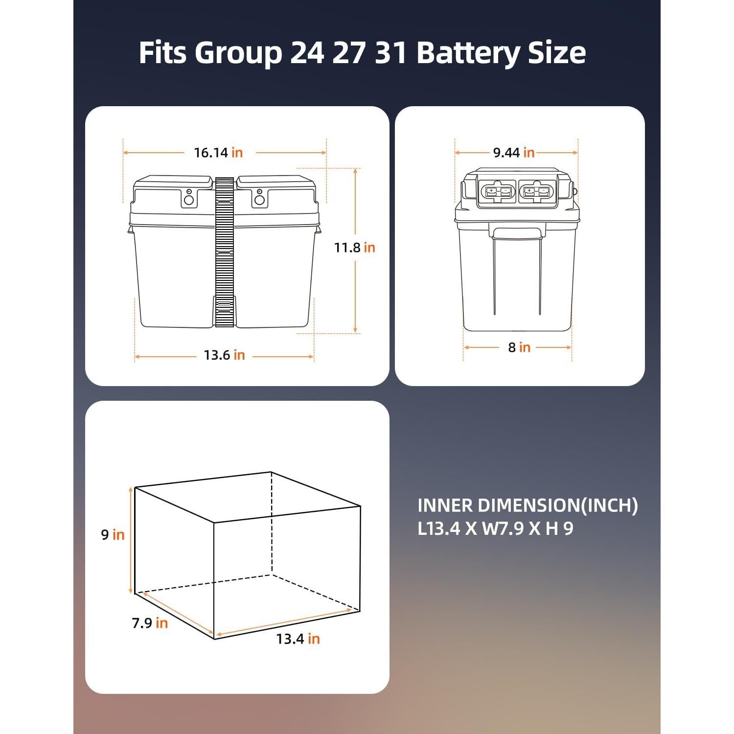 Caja de Batería Inteligente OKLPF 12V para Barcos y RV