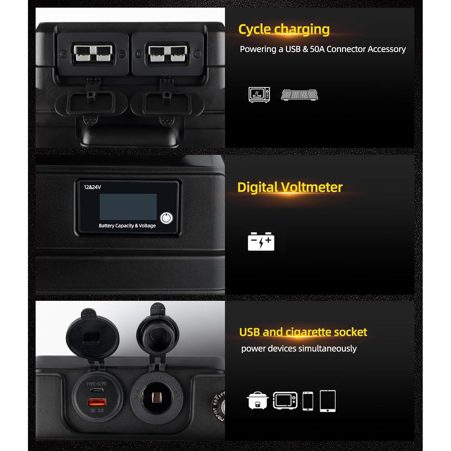 Caja de Batería Inteligente OKLPF 12V para Barcos y RV