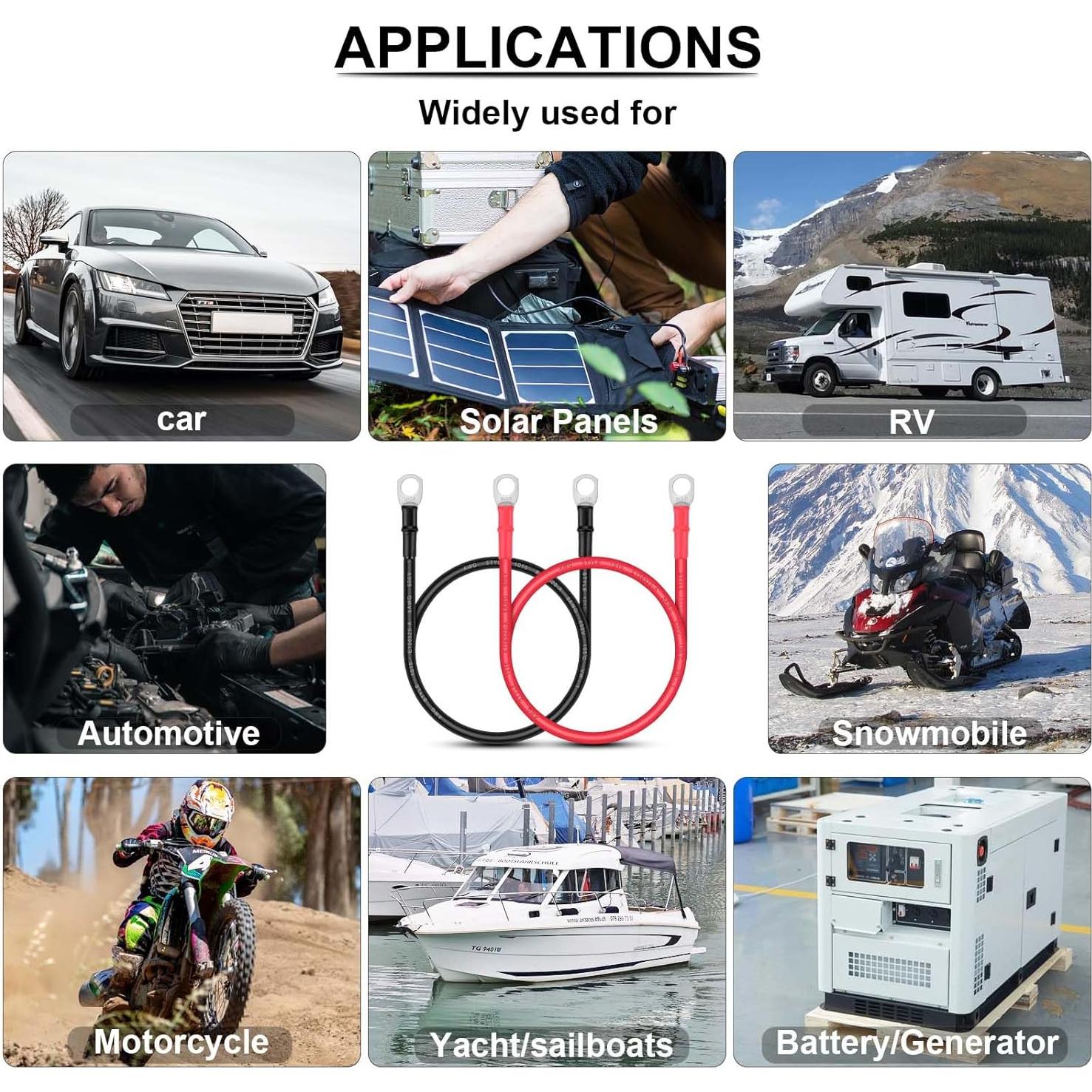 Cable de Batería iGreely 8 AWG 60cm Cobre Estañado