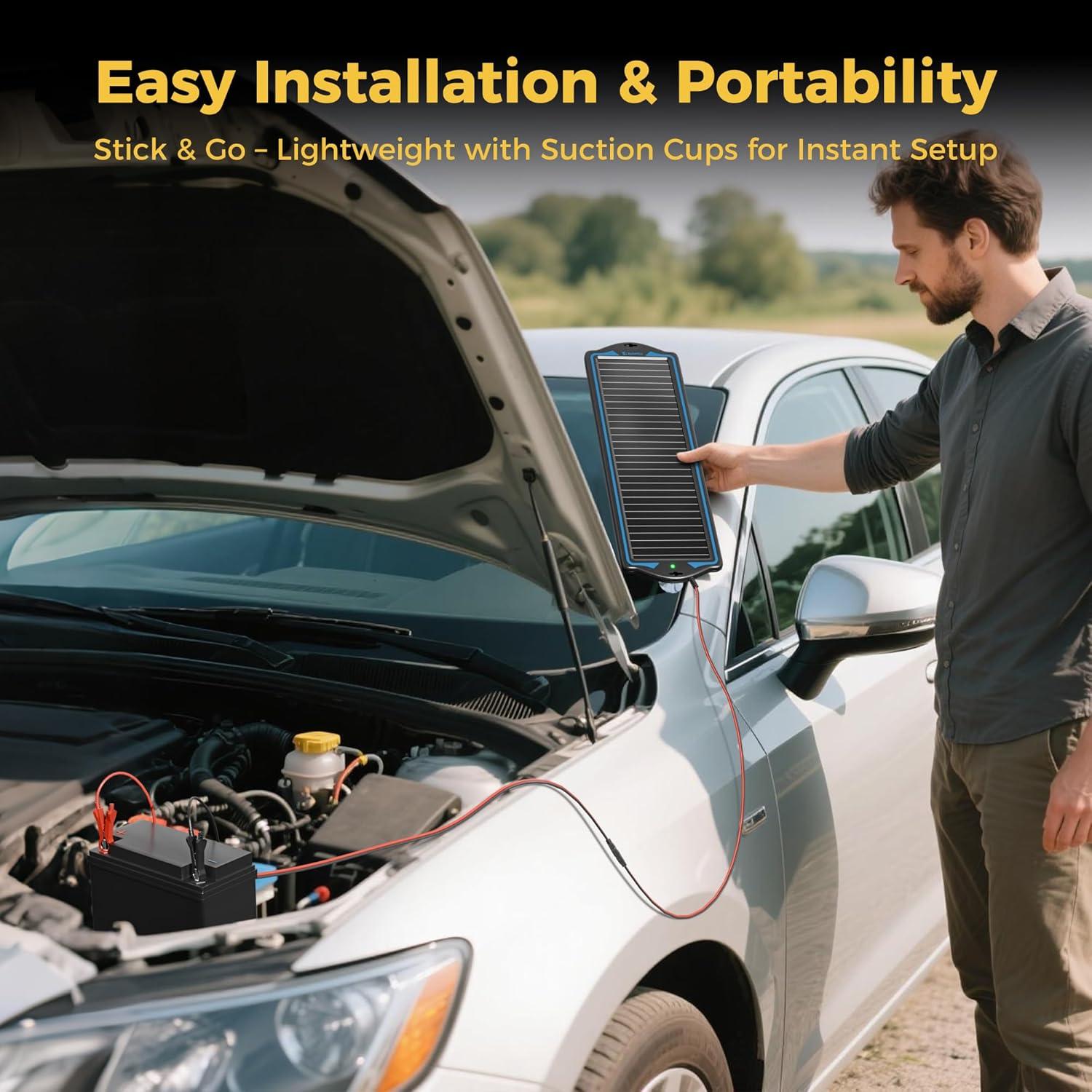 Cargador Solar de Batería 12V SUNAPEX 1.8W Portátil Impermeable