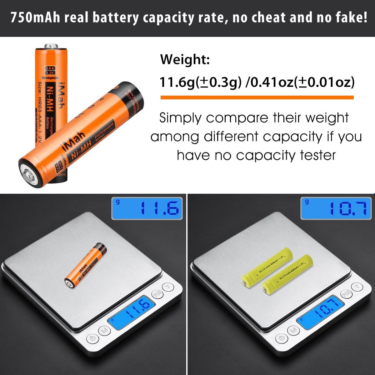 Paquete de 8 Baterías Recargables Ni-MH AAA iMah 750mAh 1.2V