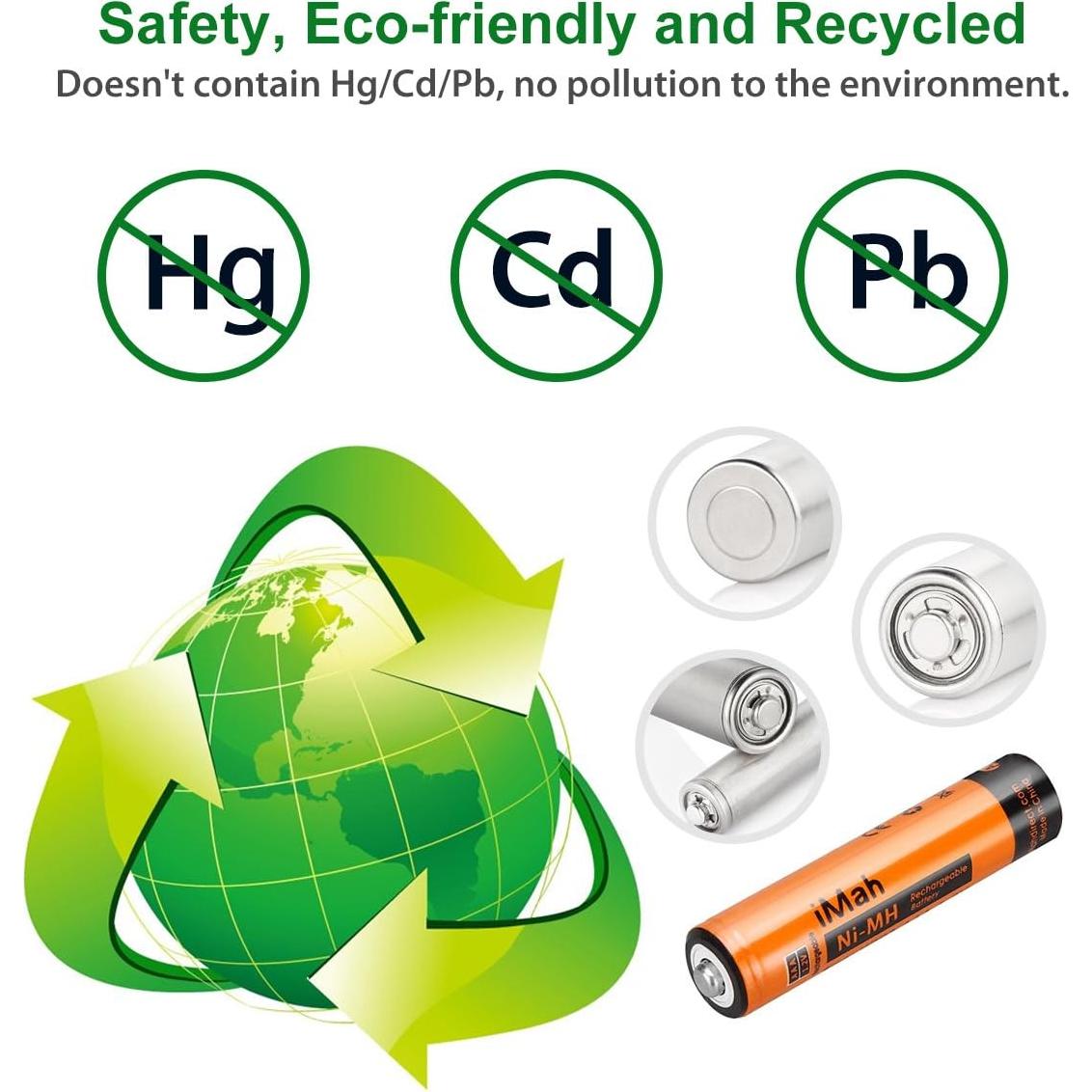 Paquete de 8 Baterías Recargables Ni-MH AAA iMah 750mAh 1.2V