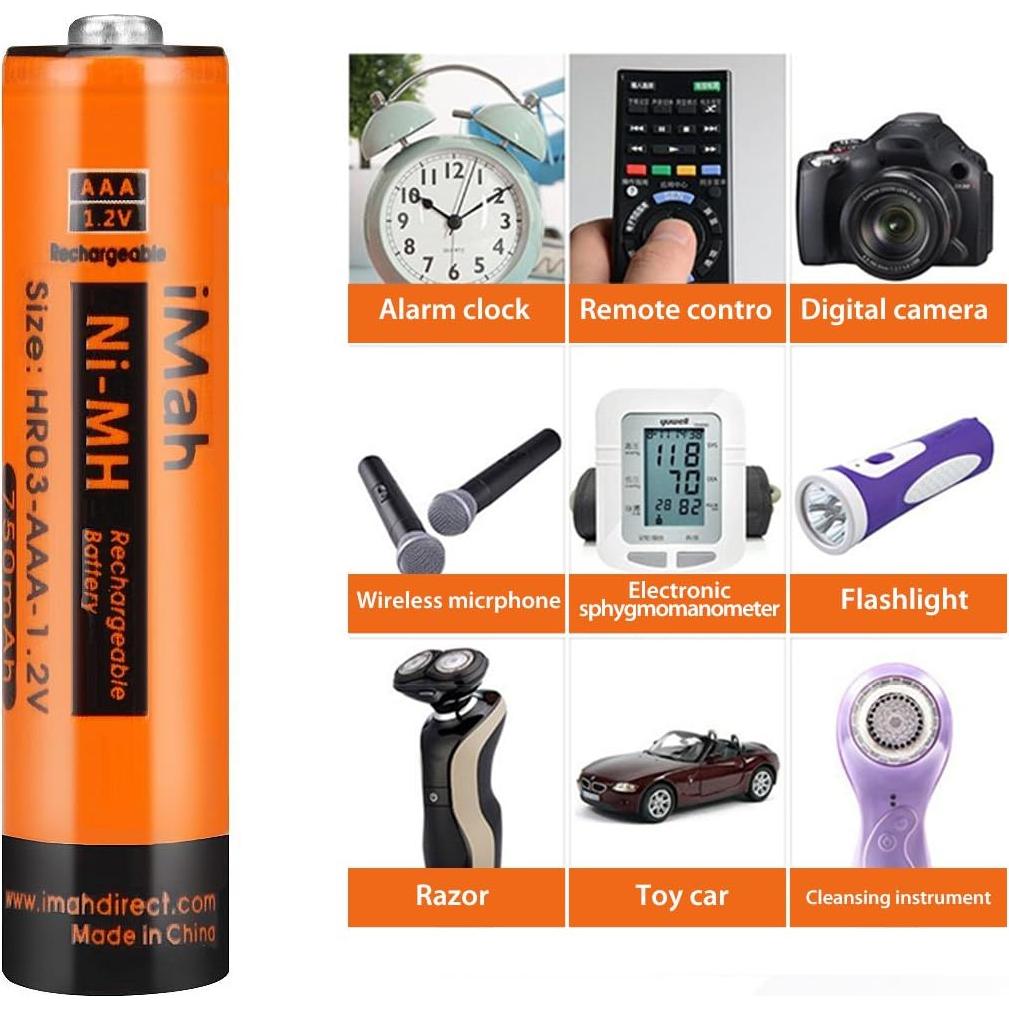 Paquete de 8 Baterías Recargables Ni-MH AAA iMah 750mAh 1.2V