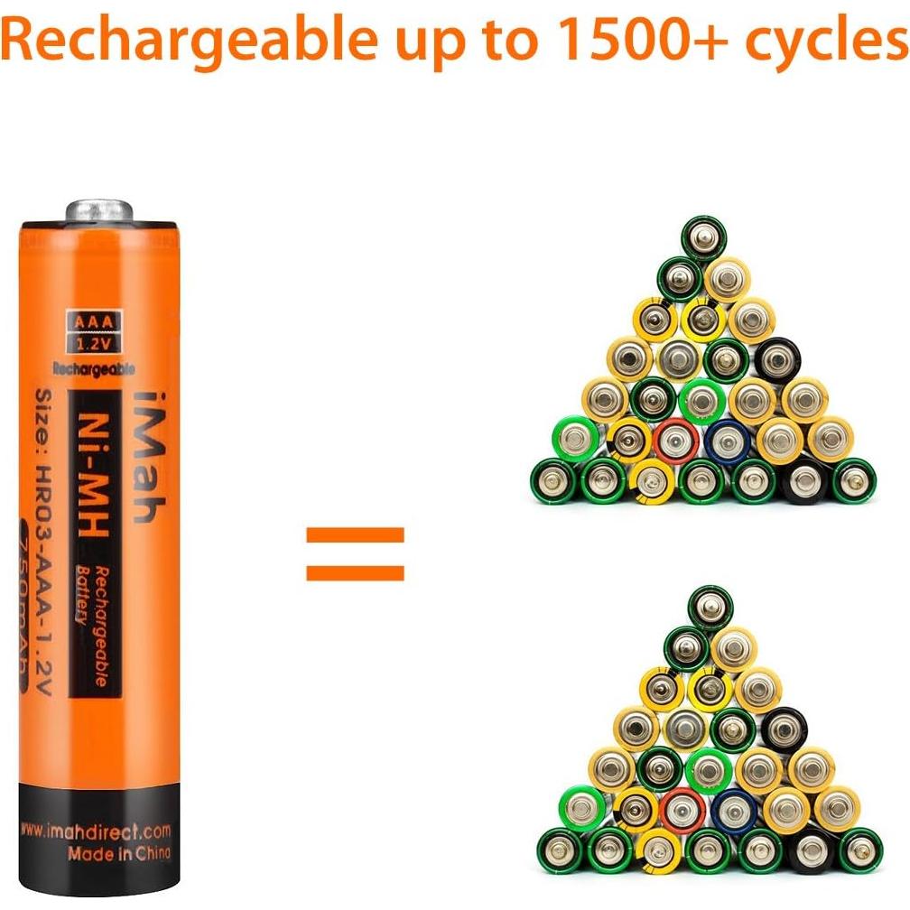 Paquete de 8 Baterías Recargables Ni-MH AAA iMah 750mAh 1.2V