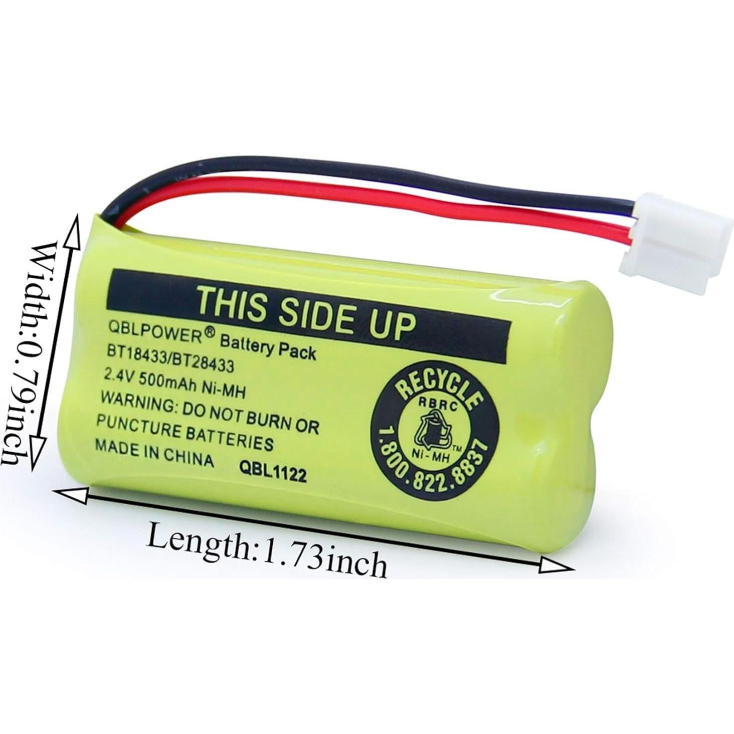 Baterías Recargables QBLPOWER BT18433 2.4V 500mAh (Paquete de 4)