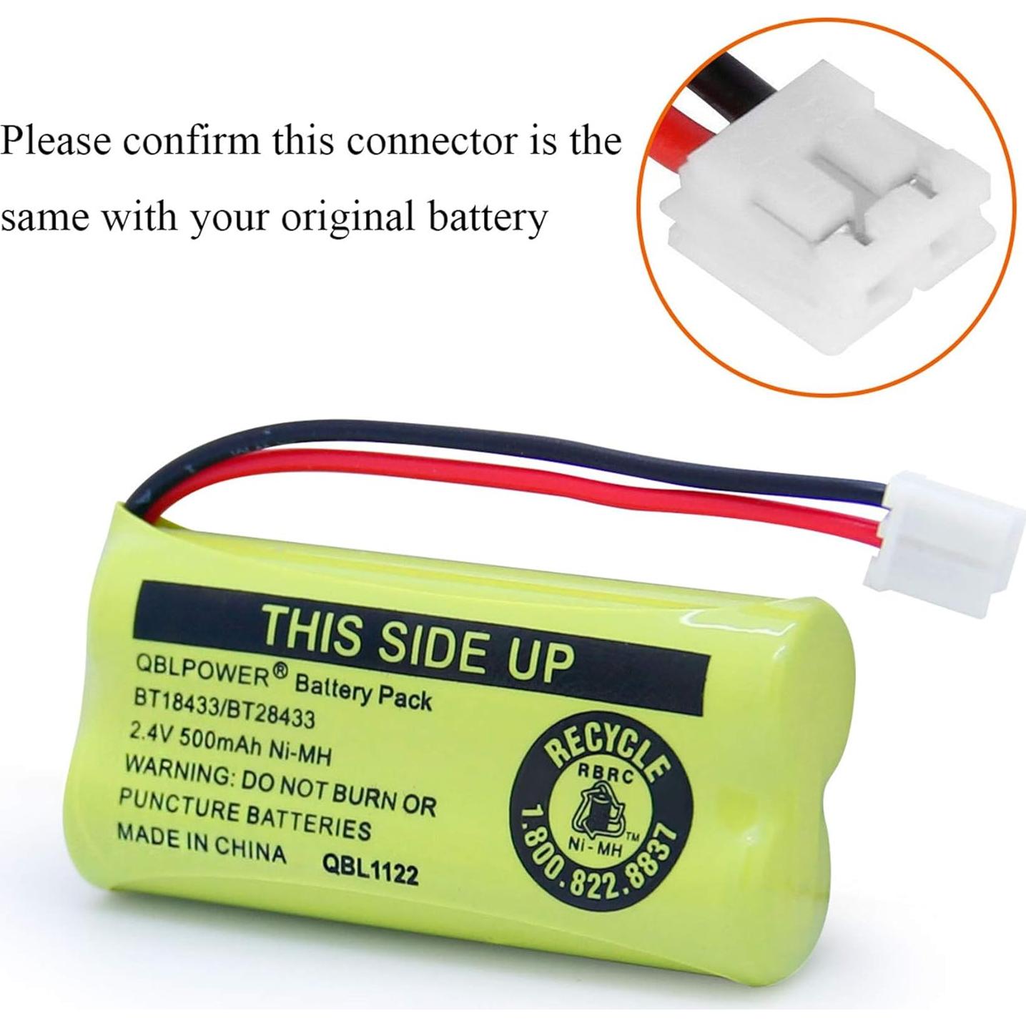 Baterías Recargables QBLPOWER BT18433 2.4V 500mAh (Paquete de 4)