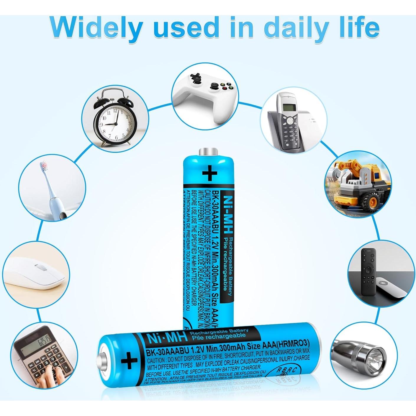 Paquete de 4 Baterías Recargables Ni-MH AAA 300mAh Oumaika