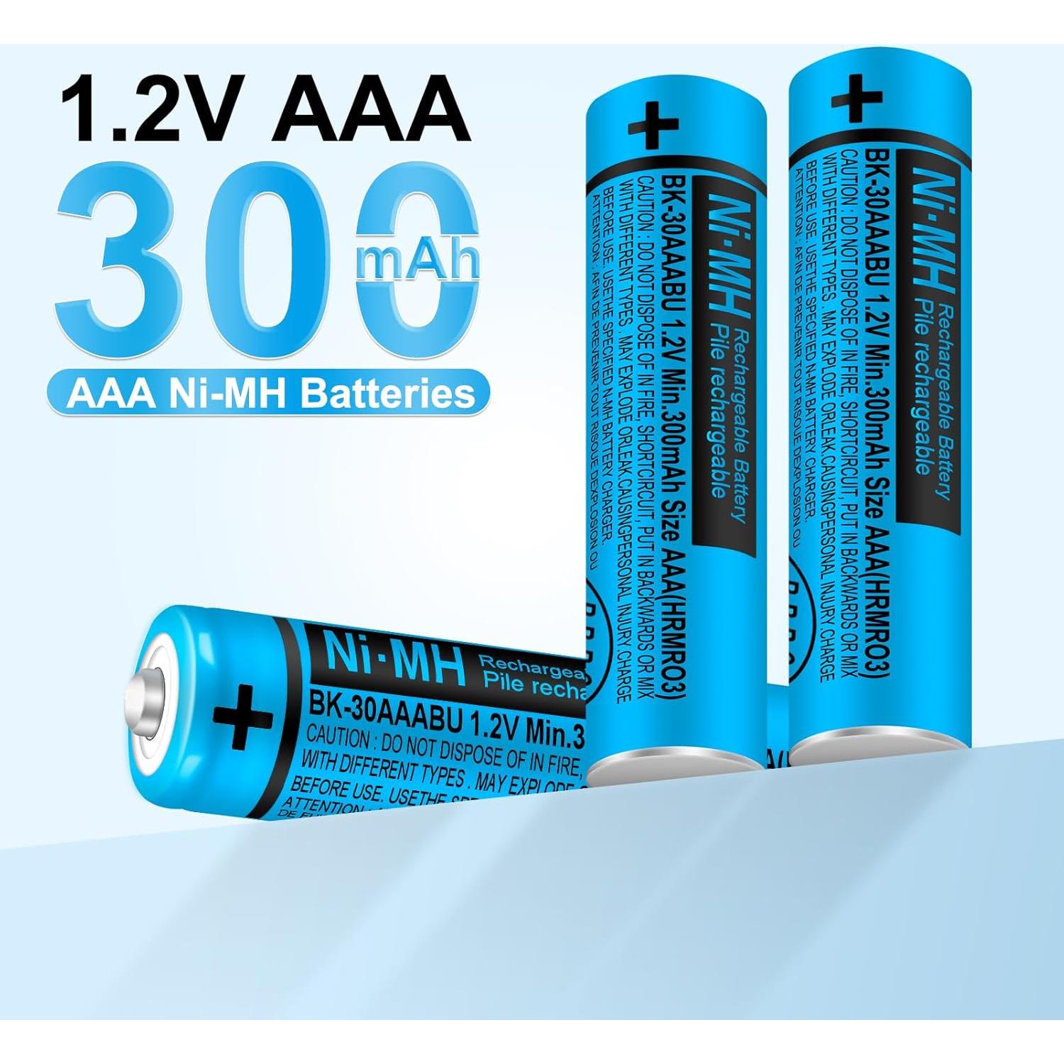 Paquete de 4 Baterías Recargables Ni-MH AAA 300mAh Oumaika