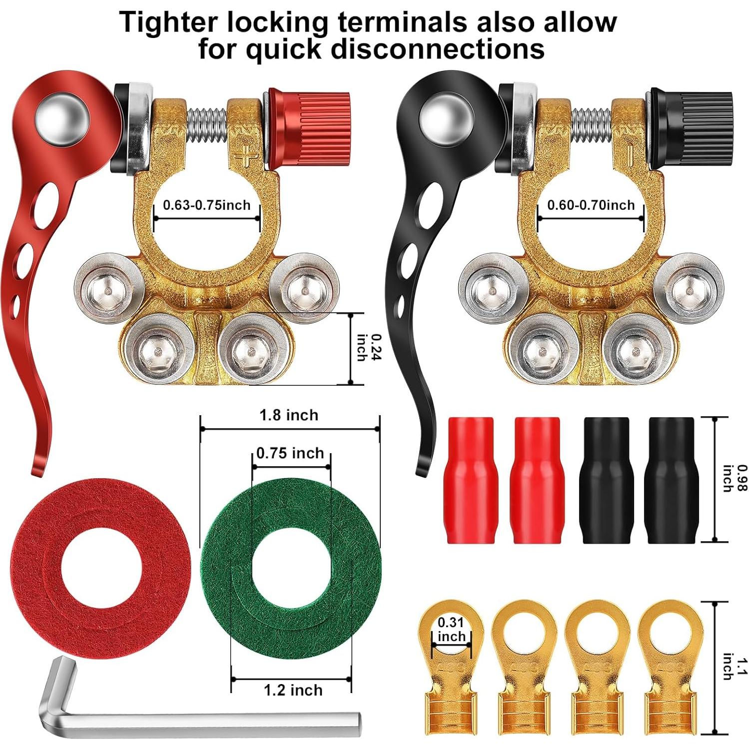 Conectores de terminal de batería Zrigiwr 2 piezas cobre puro
