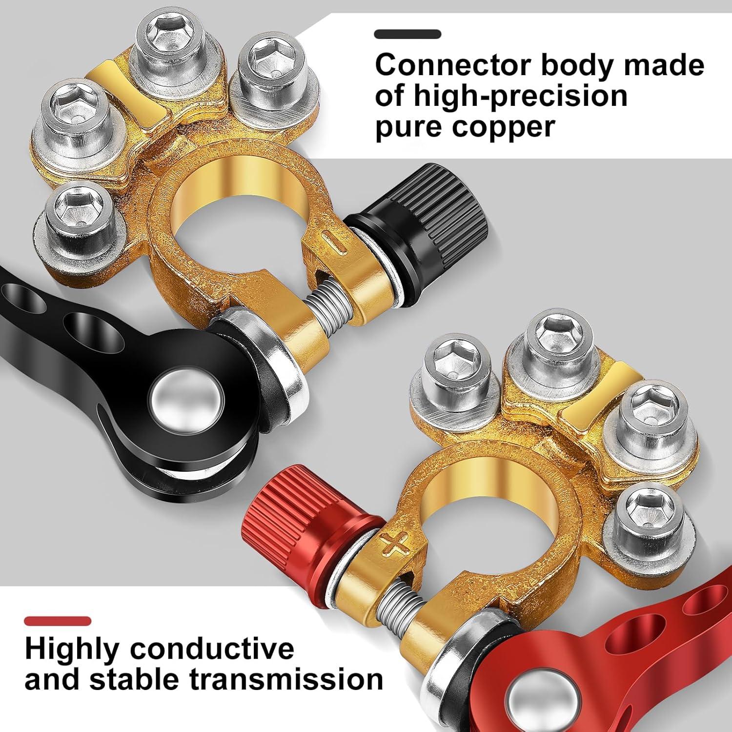 Conectores de terminal de batería Zrigiwr 2 piezas cobre puro