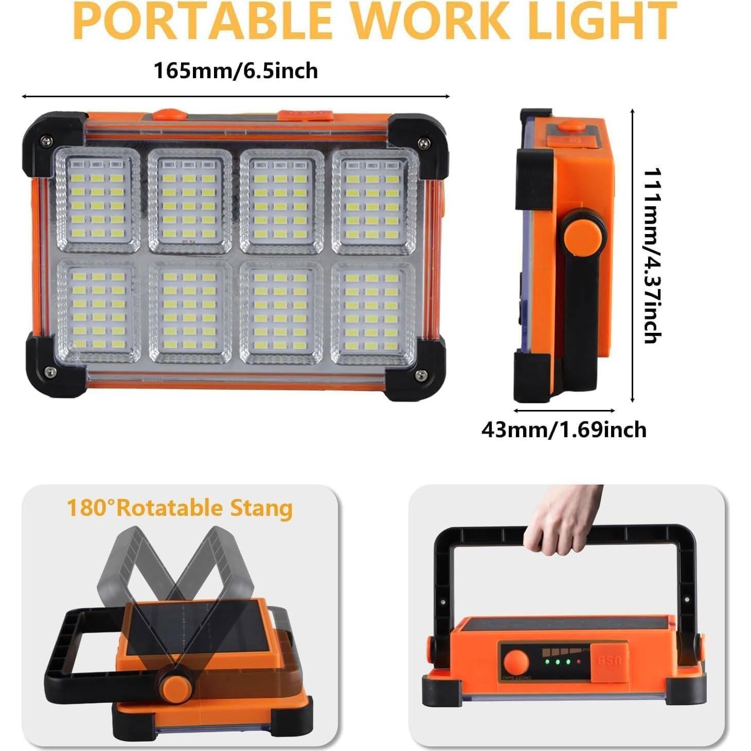 Luz de Trabajo Solar Recargable YXQUA 120W 10000LM IP66