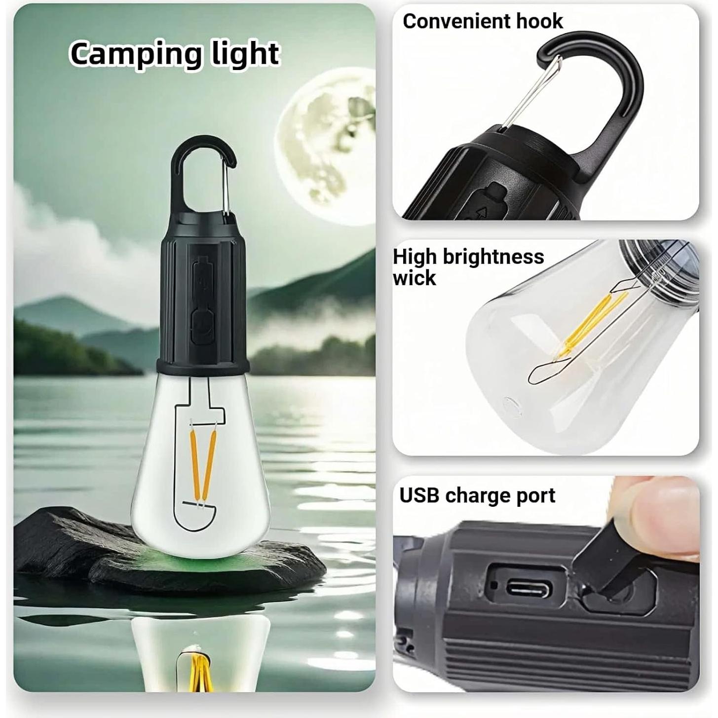 Linterna LED Camping Chinshwehaw Recargable USB-C 300 Lúmenes