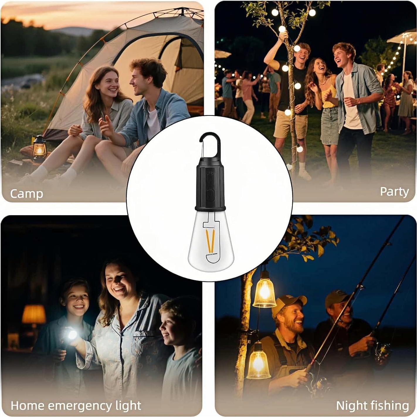 Linterna LED Camping Chinshwehaw Recargable USB-C 300 Lúmenes