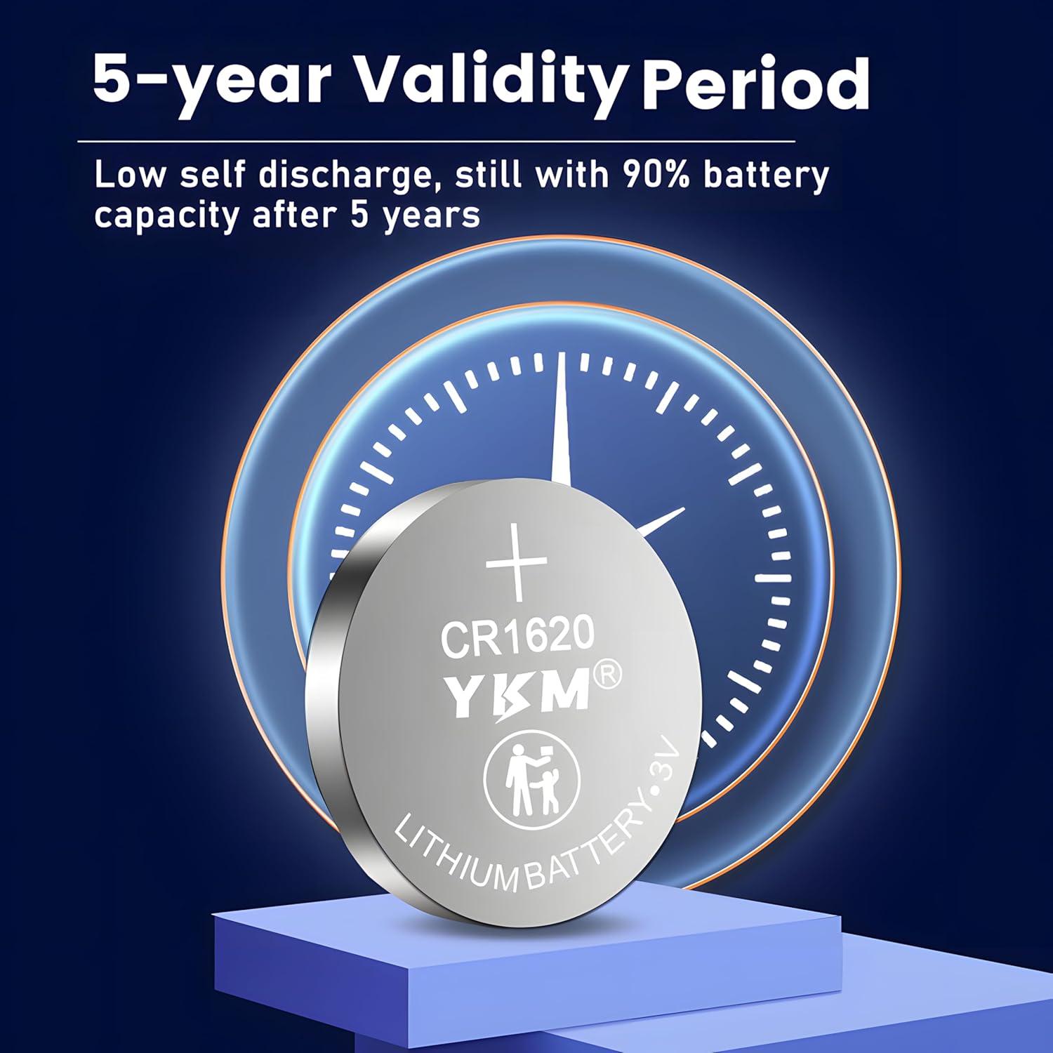 Baterías de Litio YKM CR1620 3V - Paquete de 40 Unidades