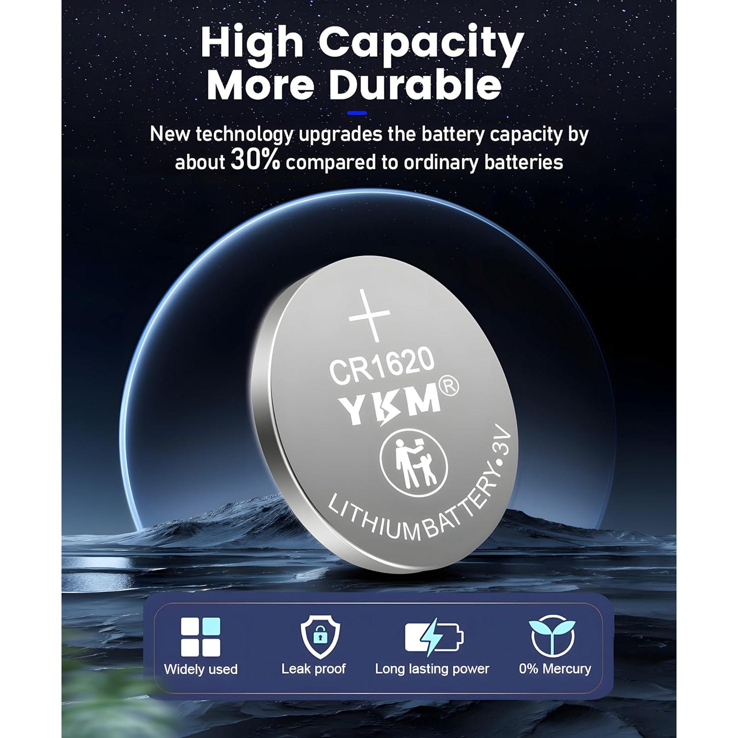 Baterías de Litio YKM CR1620 3V - Paquete de 40 Unidades