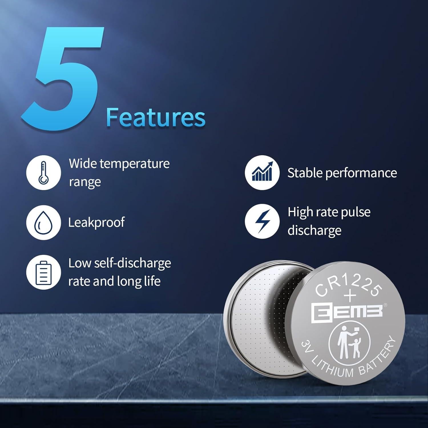 Paquete de 6 Baterías CR1225 EEMB de Litio 3V para Electrónicos