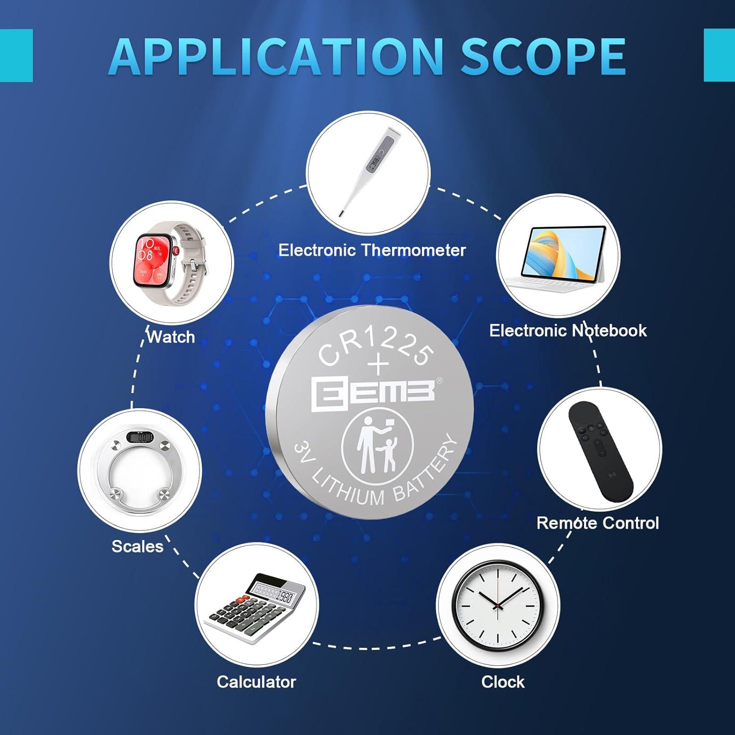 Paquete de 6 Baterías CR1225 EEMB de Litio 3V para Electrónicos
