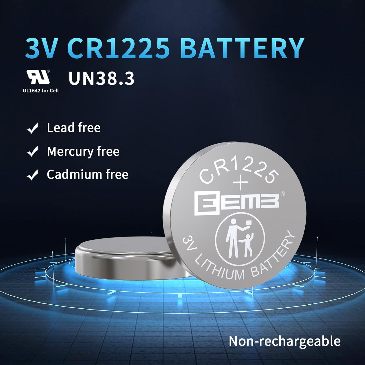 Paquete de 6 Baterías CR1225 EEMB de Litio 3V para Electrónicos