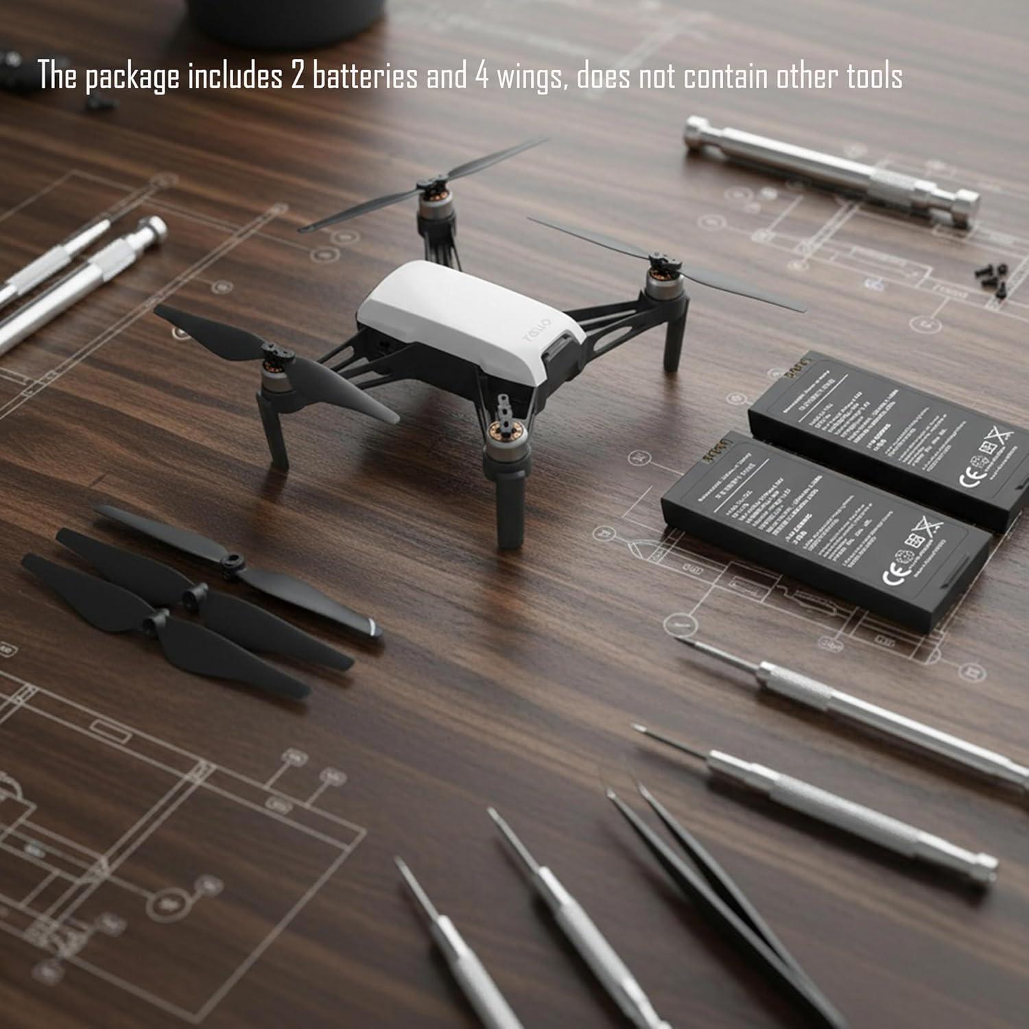 2 Baterías 1100mAh y 4 Hélices para DJI Tello