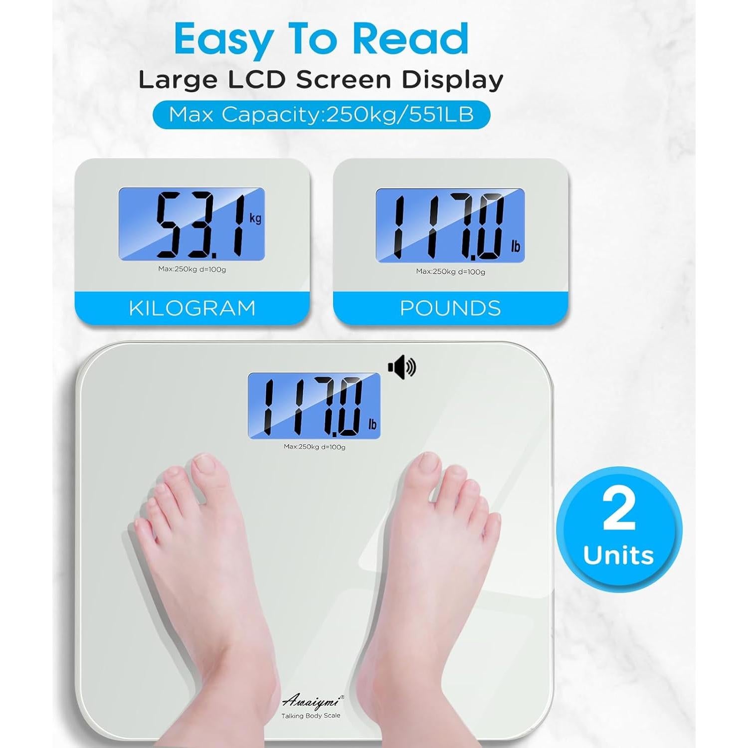 Báscula Hablante Digital Awaiymi 250 kg con Pantalla LCD