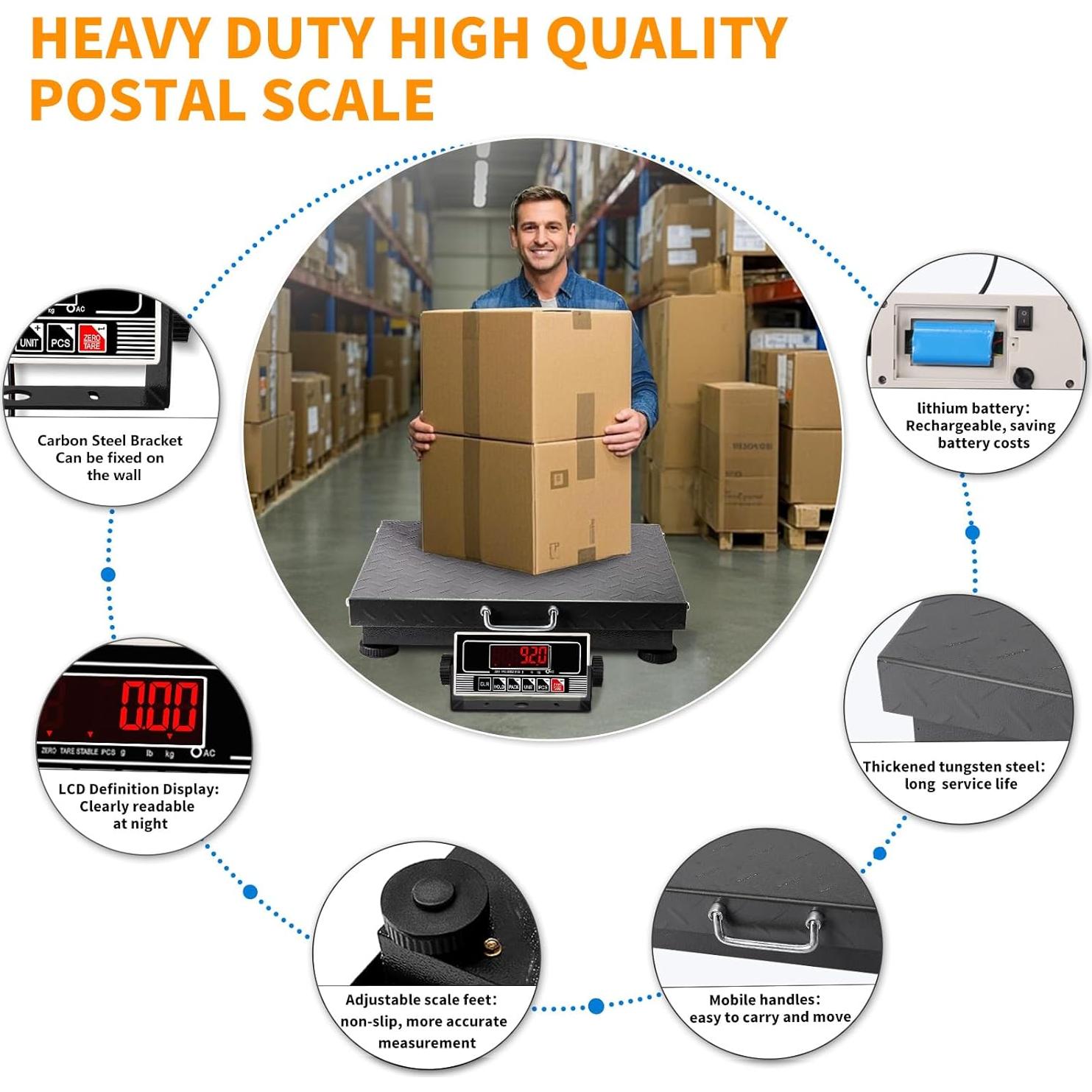 Escala Postal Digital WISHSOM 300kg Alta Resistencia 50x40cm