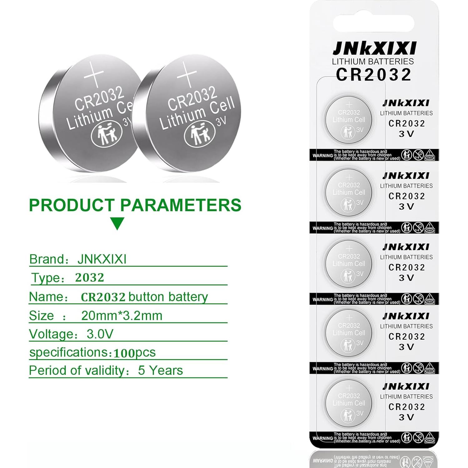 Paquete de 50 Baterías CR2032 JNKXIXI 3.0V Litio 230mAh