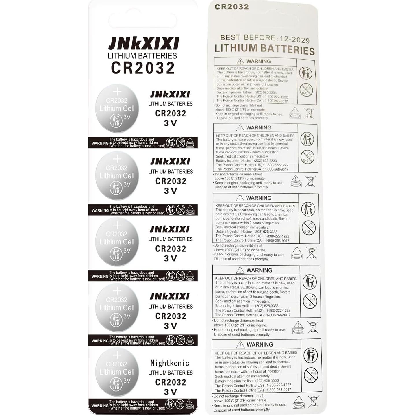 Paquete de 50 Baterías CR2032 JNKXIXI 3.0V Litio 230mAh