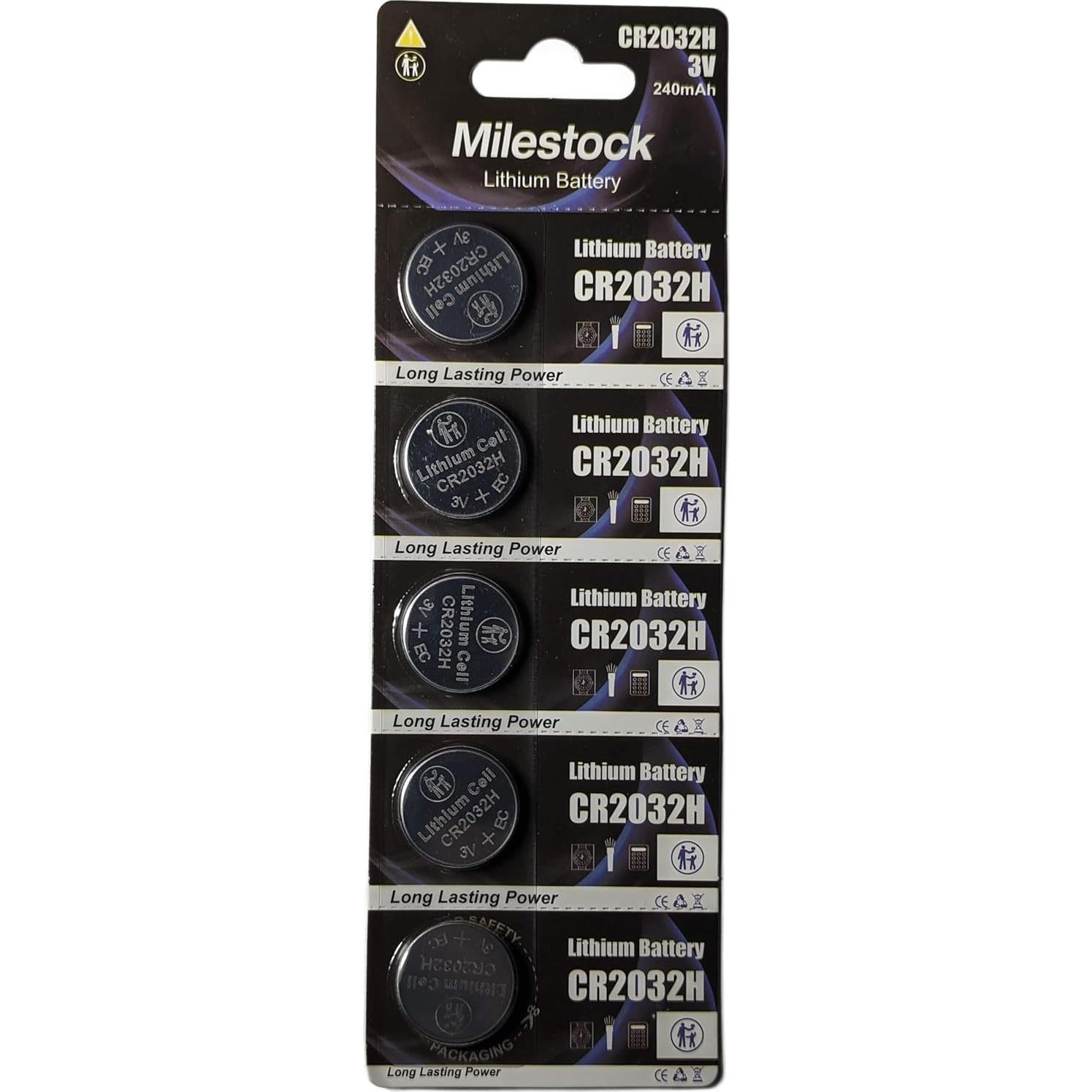 Baterías de Litio CR2032 Milestock - 5 Piezas 240mAh
