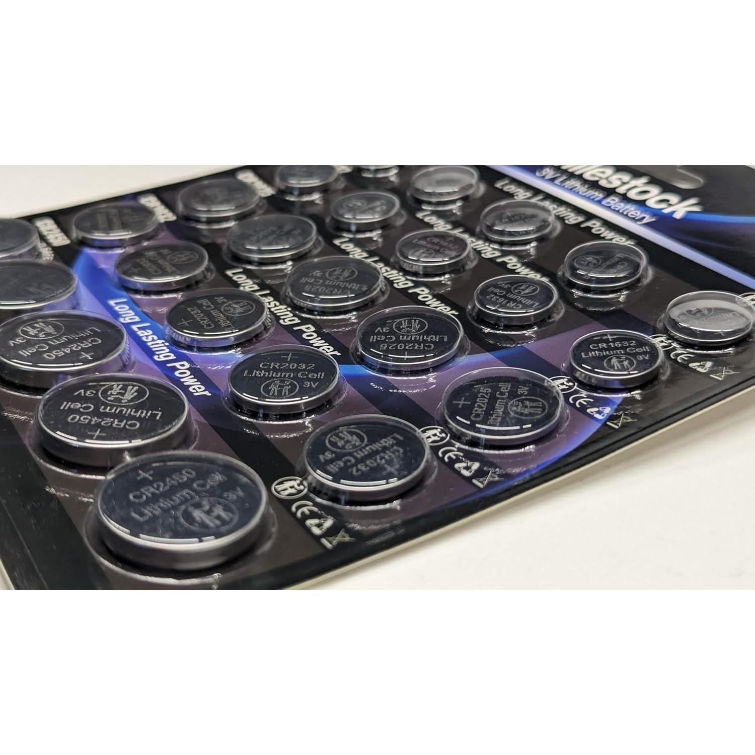 25 Pzs Baterías de Botón Litio 3V CR1620 CR1632 CR2025 CR2032 CR2450 Milestock