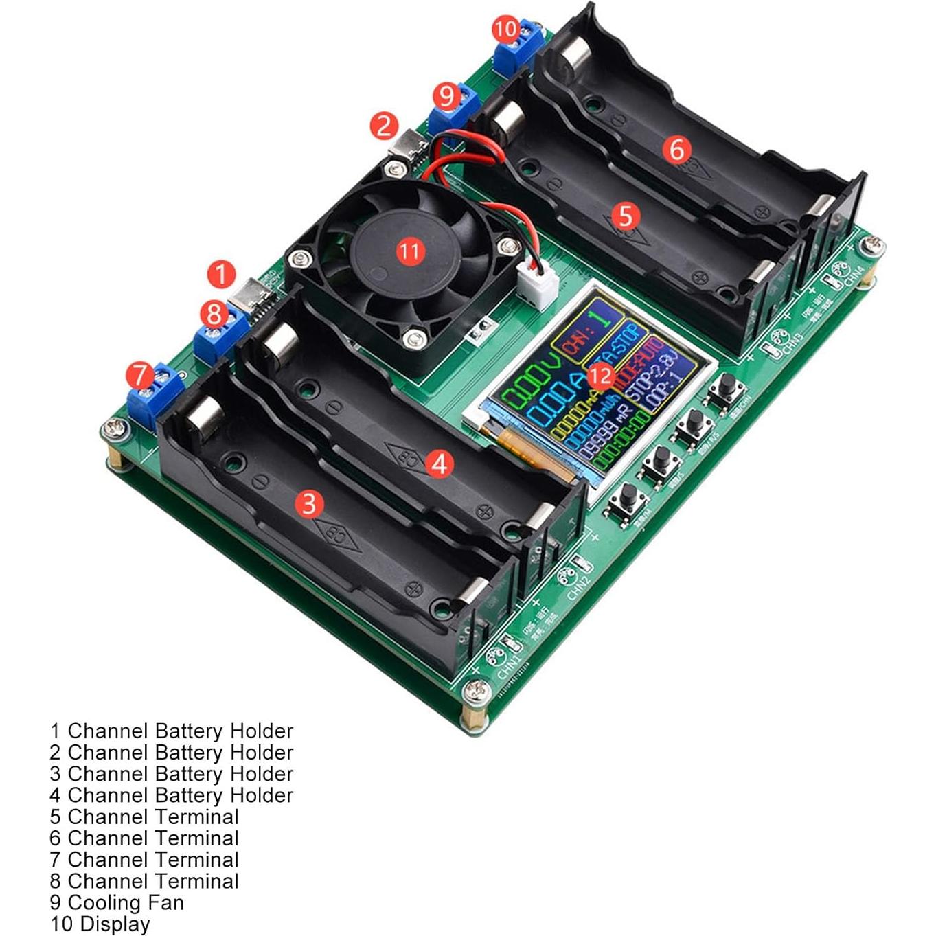Probador de Capacidad de Batería de Litio 18650 WALFRONT 4 Canales