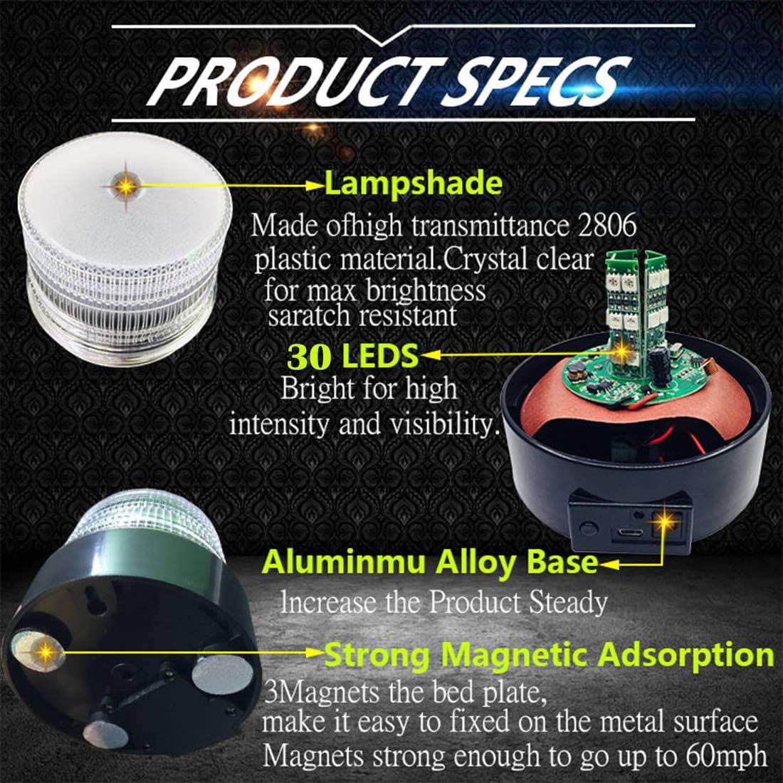 Luz Estroboscópica LED TOPKU, Baliza Magnética Recargable 8 Colores