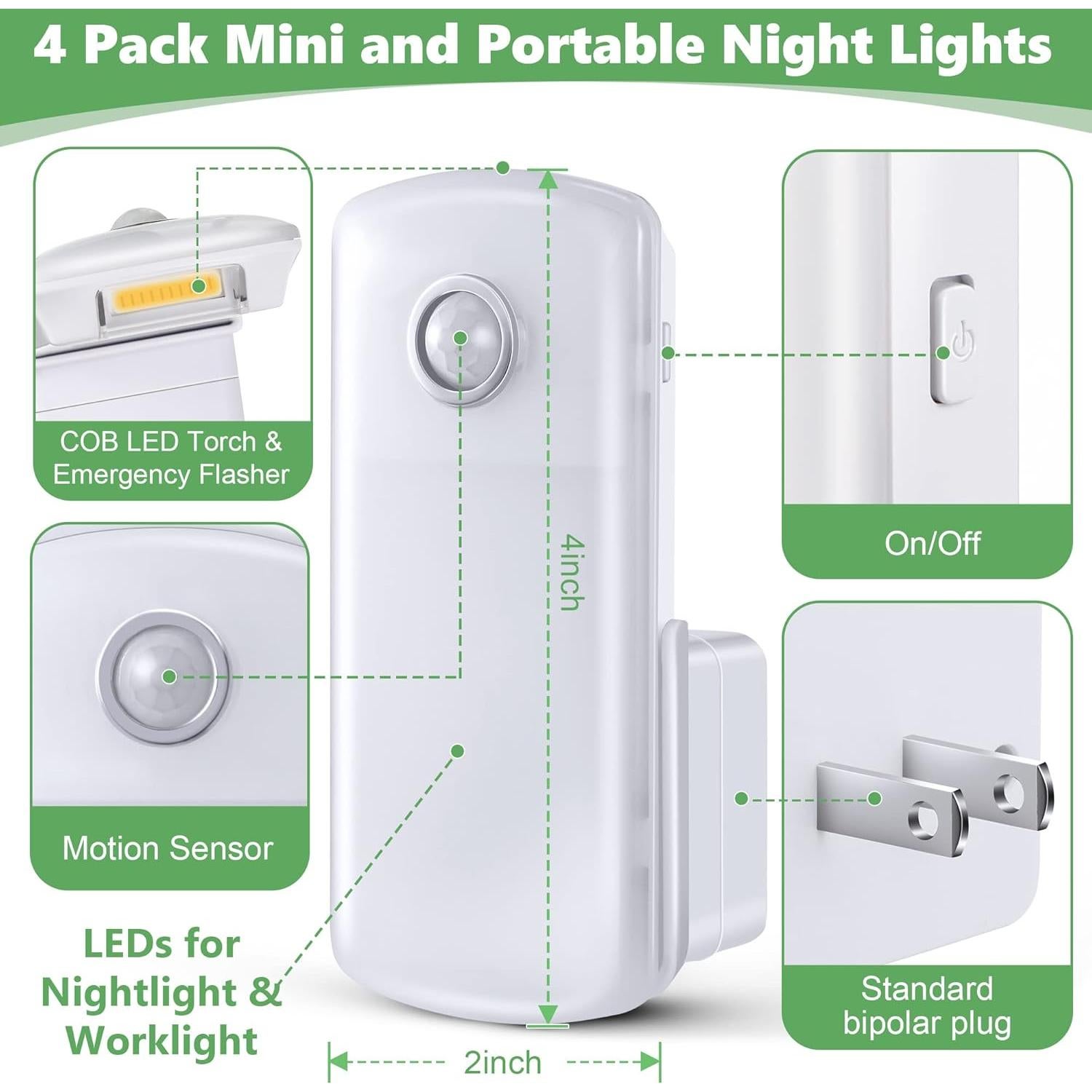 Luces Nocturnas de Emergencia Enhon 4 Paquete Recargables