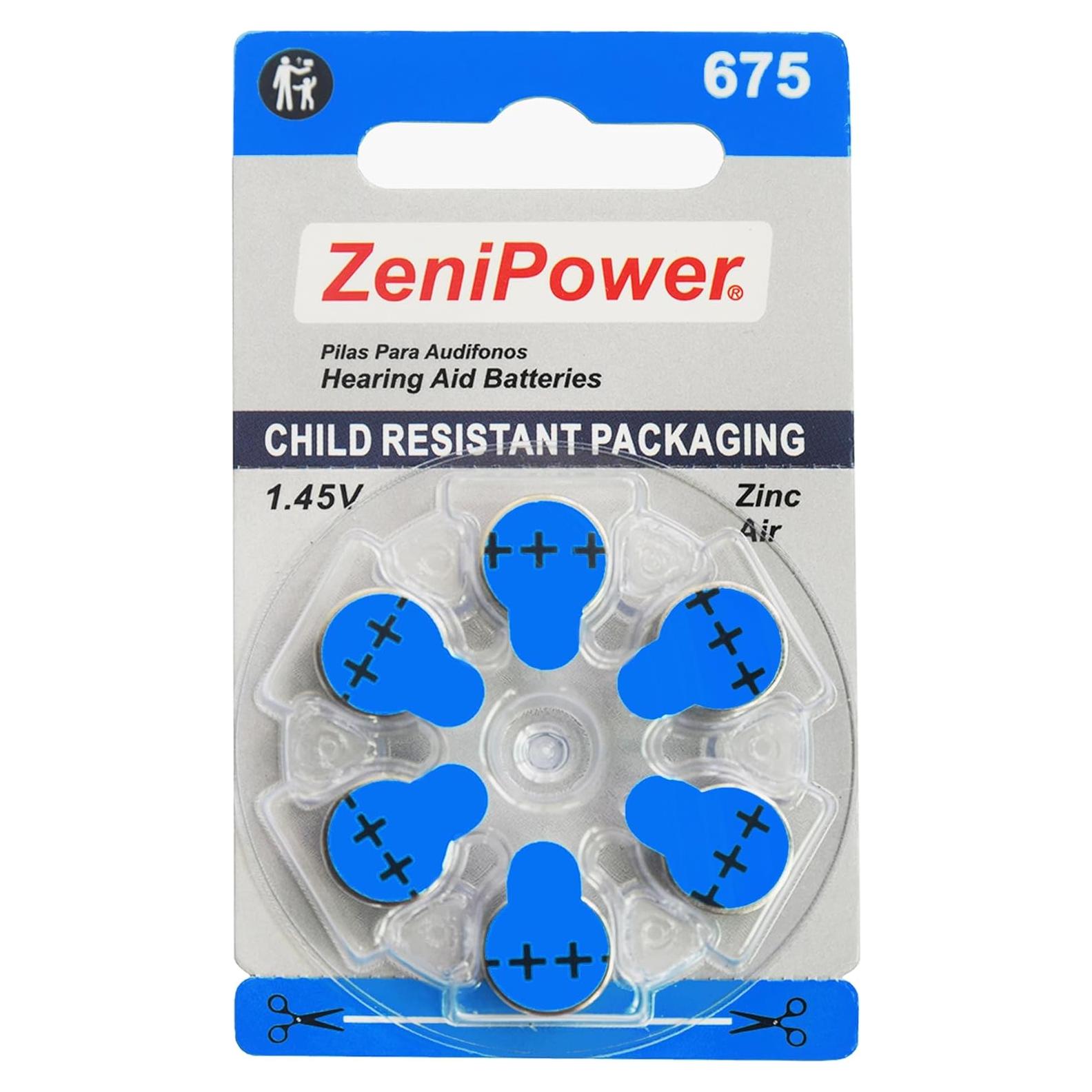 Baterías ZeniPower 675 Zinc Aire para Audífonos (6 Pzs)
