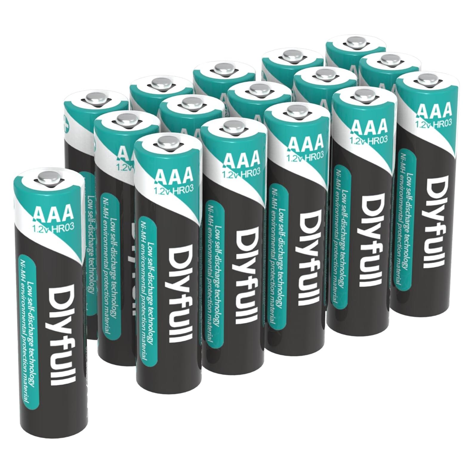 Dlyfull 16 Baterías AAA Recargables 1100mAh NiMH Precargadas