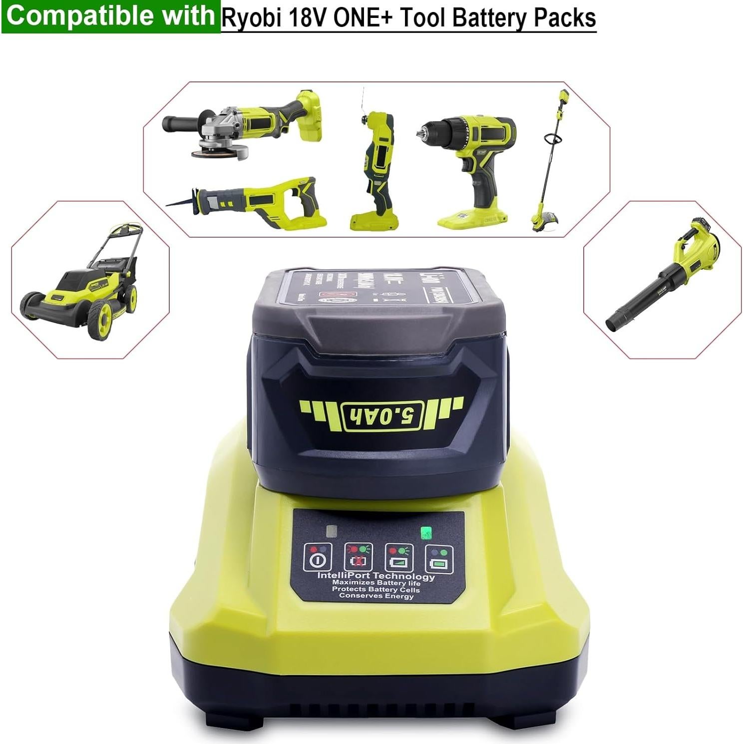 Cargador Rápido Compatible Ryobi P117 18V Litio NiCd NiMH