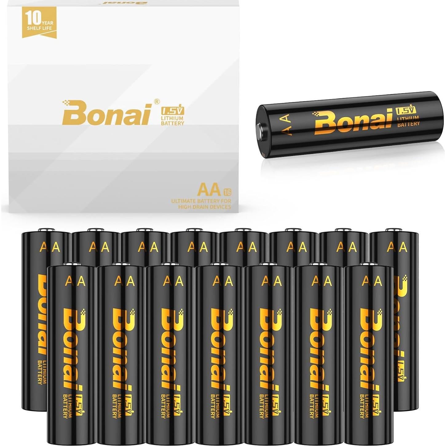 Baterías de Litio BONAI AA 16 Piezas 3500mAh 1.5V Ultra Duraderas
