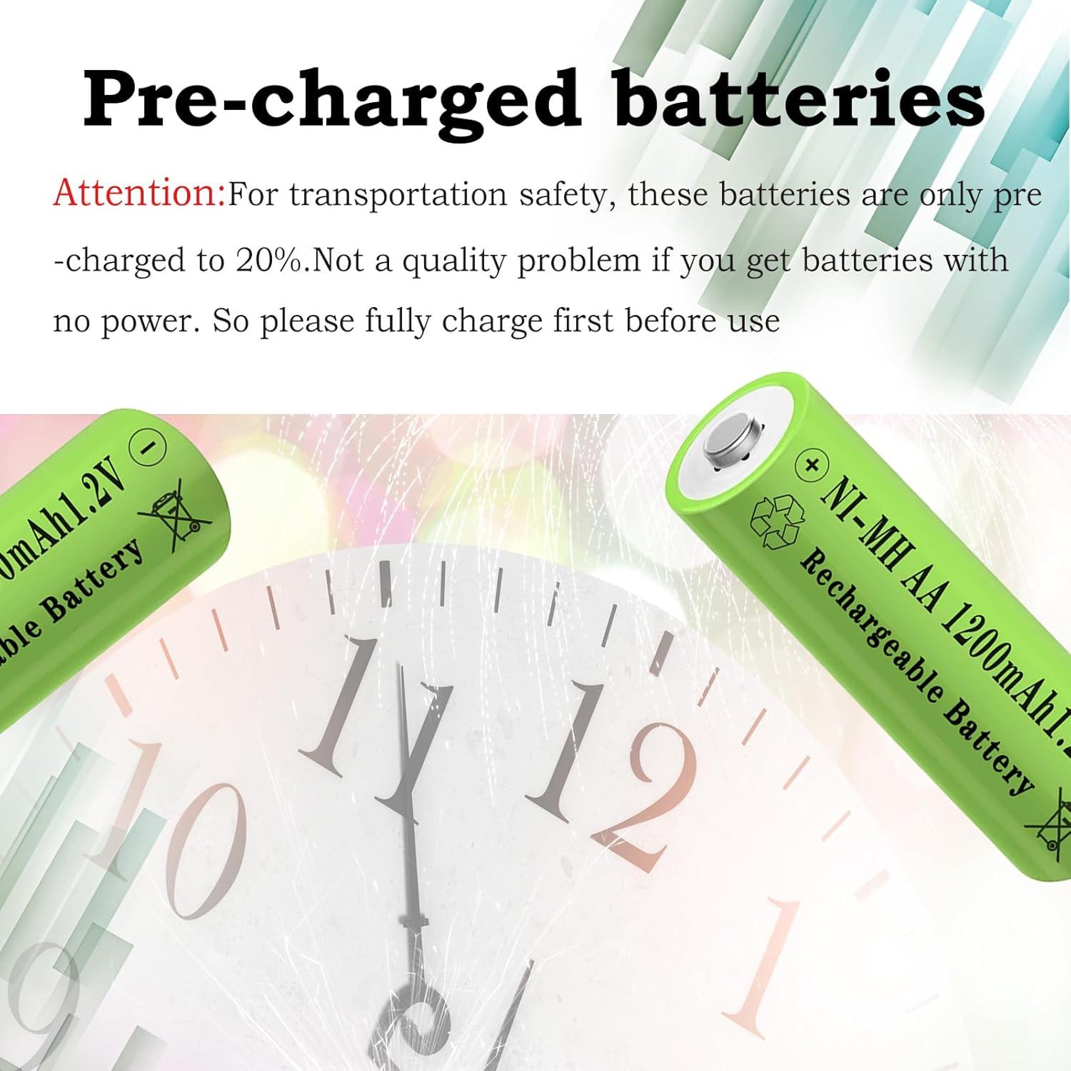 Baterías recargables AA Lombaour 1200mAh 12 unidades