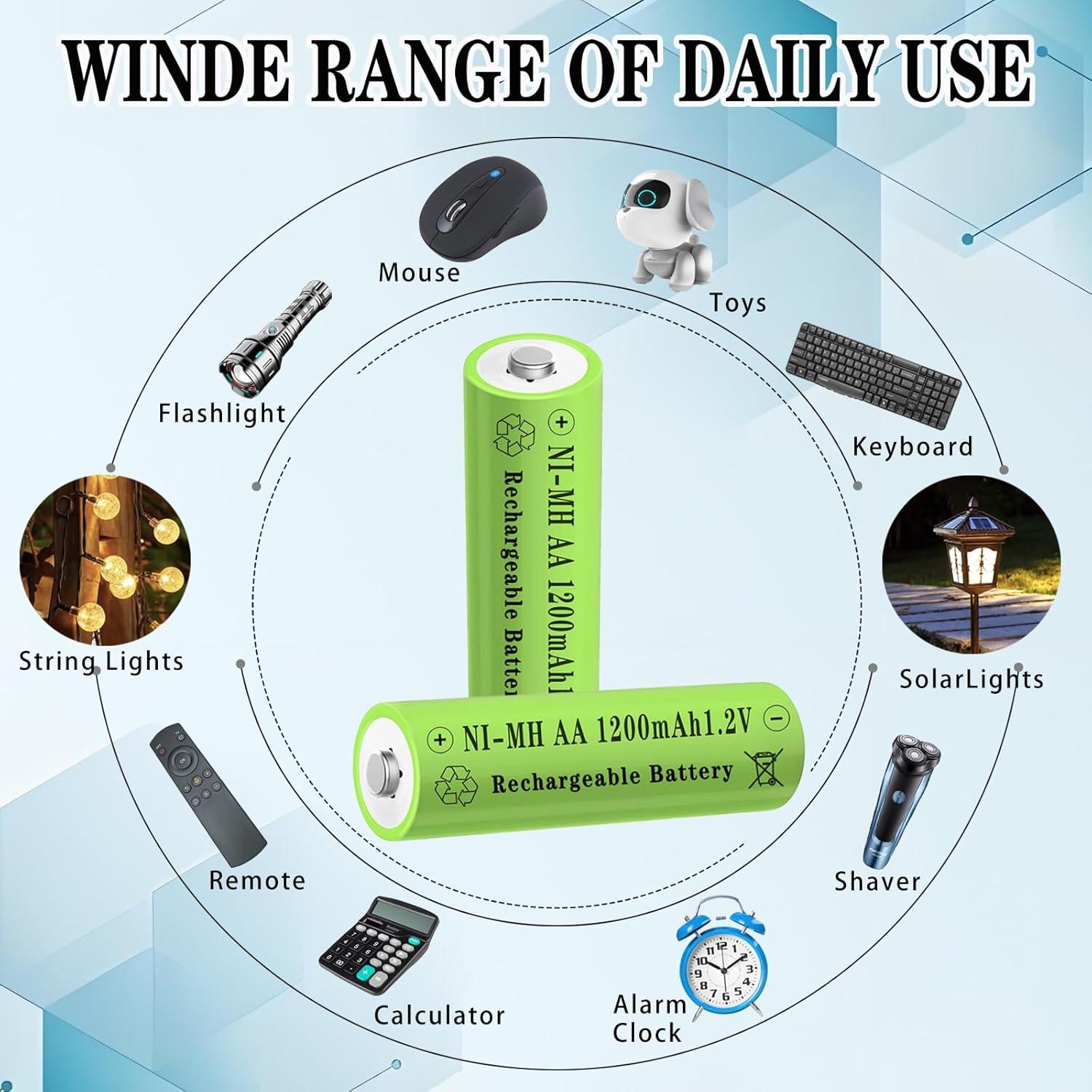 Baterías recargables AA Lombaour 1200mAh 12 unidades