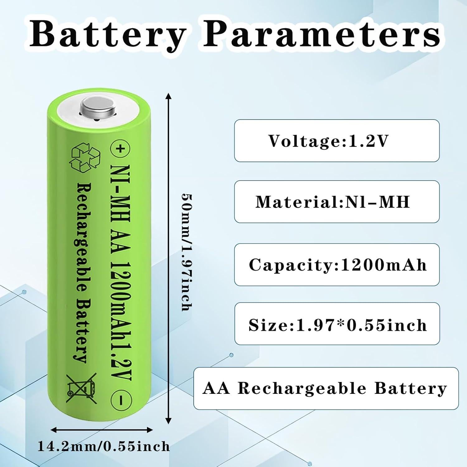 Baterías recargables AA Lombaour 1200mAh 12 unidades